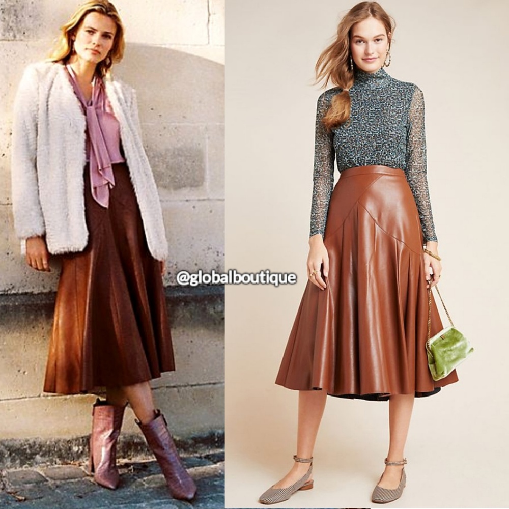 RARE NWT ANTHROPOLOGIE Mariska Faux Leather Skirt - Picture 6 of 8